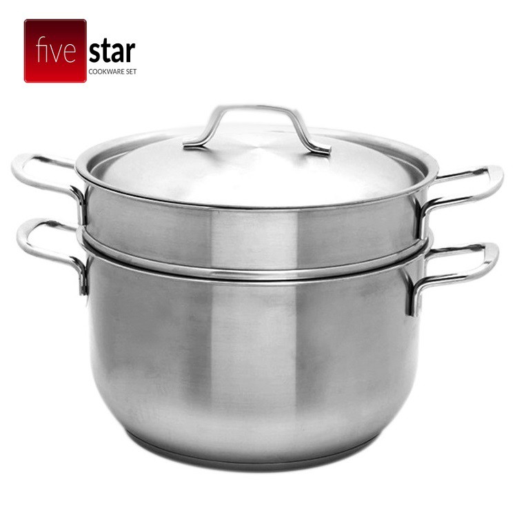 Bộ nồi xửng hấp Fivestar inox 430 đáy dày 3 lớp nắp inox - nhiều kích thước nồi