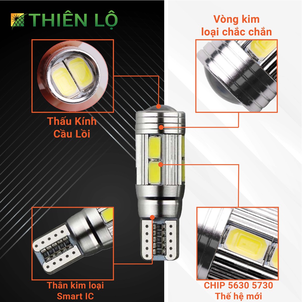 [GIÁ 2 ĐÈN][NÂNG CẤP] Đèn LED T10 xi nhan demi 10 SMD 5730 Bi Cầu Smart IC của Thiên Lộ dành cho ô tô xe máy