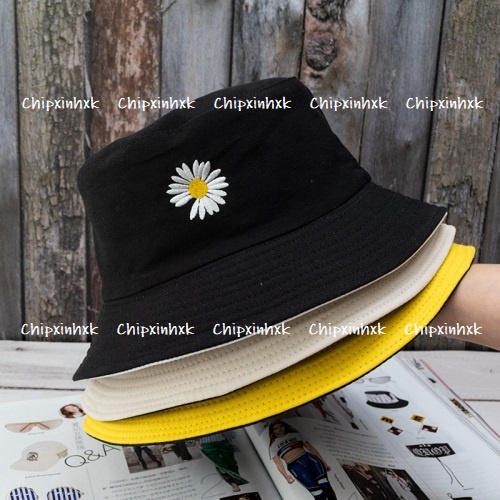 Phụ kiện thời trang cao cấp CHIPXINHXK - mũ bucket 2 mặt thêu hình hoa cúc xinh xắn