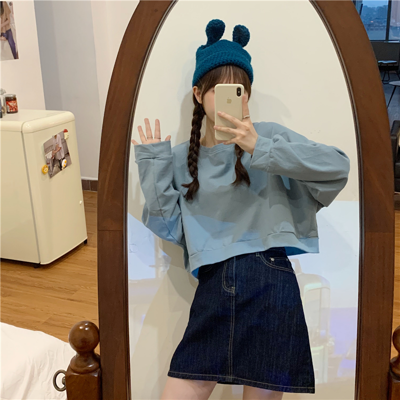 SUXI Áo Sweater Tay Dài Cổ Tròn Dáng Rộng Thời Trang Xinh Xắn Cho Nữ