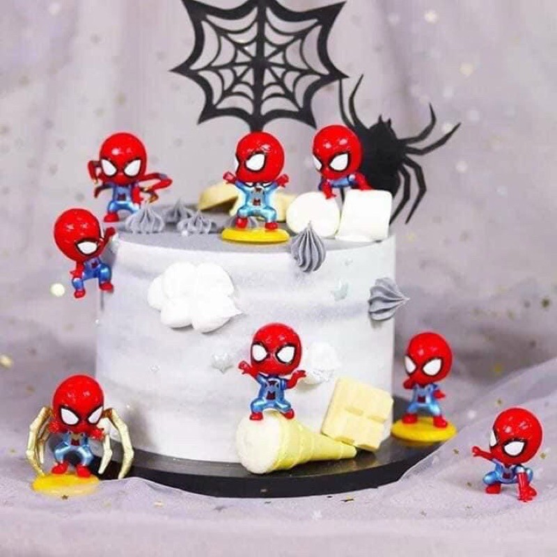 Set 8 người nhện nhí SPlDERMAN nhựa nhẹ trang trí bánh kem