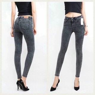 Quần Jean Nữ Lưng Cao Co Giãn Tốt Màu Xám Khói Bán Chạy Nhất