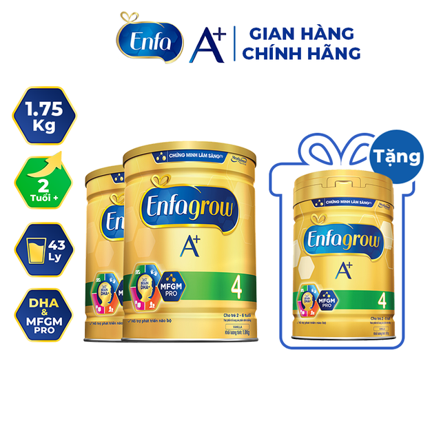 product - MB: mẹ bé, tã bỉm sữa đồ chơi - Combo 2 lon Enfa A+ 4 1750g tặng 1 lon 870g|ProductId_485