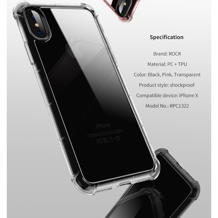 Ốp Lưng dẻo trong suốt chống sốc IPhone X | IPhone Xs Max - Hàng cao cấp hãng Rock