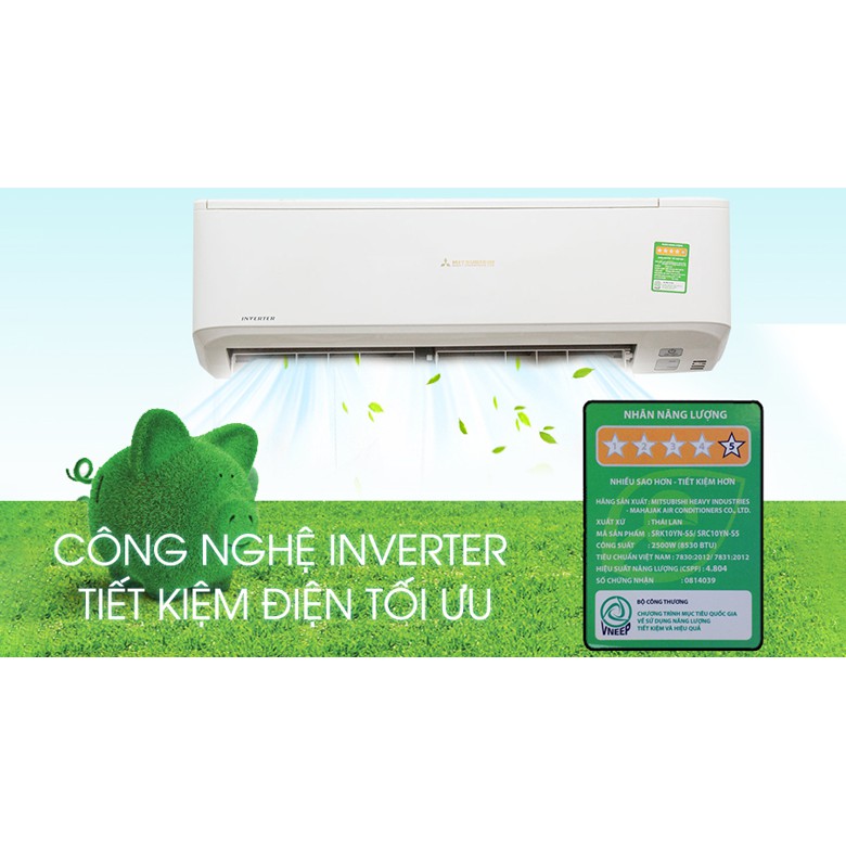 Điều hòa Mitsubishi heavy 9000 Inverter 1 chiều R32 SRK/SRC10YXP-W5