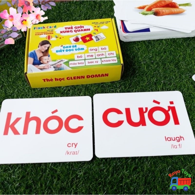 Bộ thẻ học thông minh cho bé loại to cứng flashcard Glenn Doman chuẩn giúp trẻ nhận biết thế giới xung quanh, quà cho bé