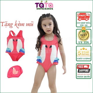 Đồ bơi cho bé gái ,bộ đồ BIKINI trẻ em chất LYCRA Hàn cao cấp họa tiết siêu dễ thương (tặng kèm mũ)