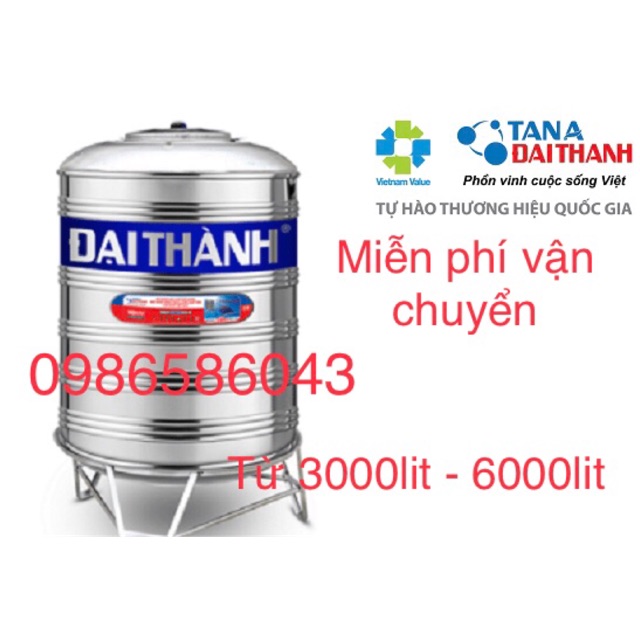 Bồn nước 3000L-6000L cao cấp inox304 Đại Thành đứng