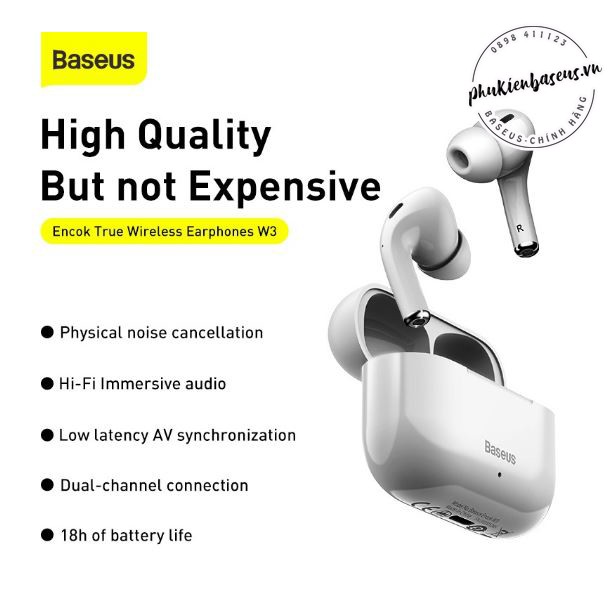 Tai nghe không dây true wireless Baseus Encok True Wireless Earphones W3 (24 giờ sử dụn