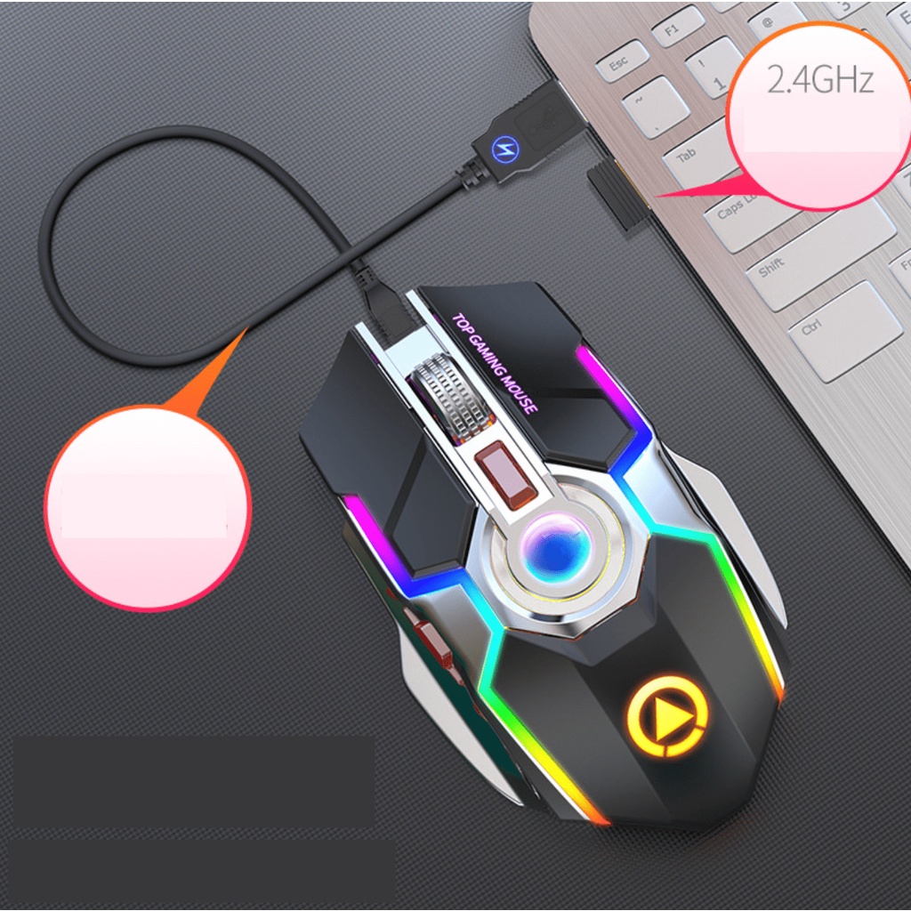 CHUỘT GAMING KHÔNG DÂY YINDIAO A5 LED RGB CHÍNH HÃNG