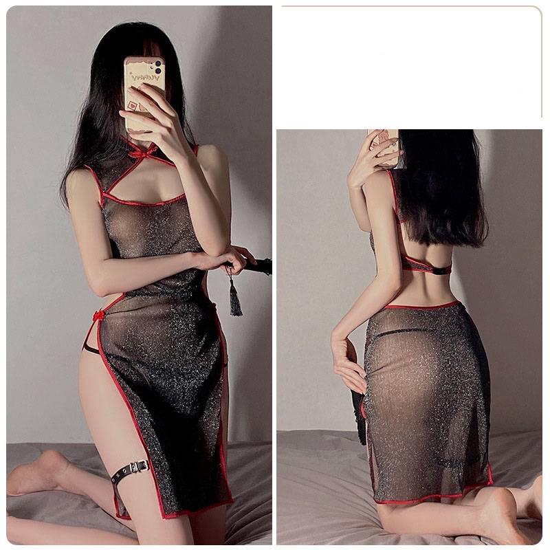 Bộ Đồ Ngủ Kiểu Sườn Xám Hở Lưng Gợi Cảm Cho Nữ