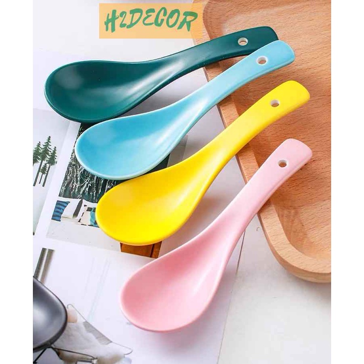 Thìa gốm sứ nhiều màu sắc phong cách Bắc Âu - H2decor