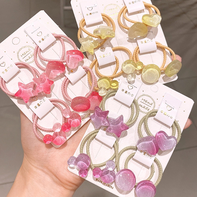 Dây buộc tóc co giãn trong suốt hình ngôi sao 5 cánh phong cách Hàn Quốc cho bé gái