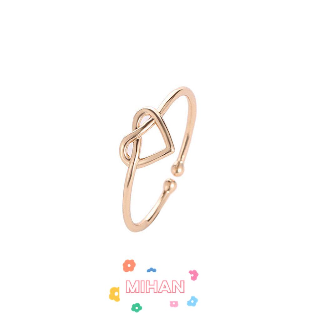 MIHAN1 Temperament Knot Simple Love Heart Ring Gift Party Accessories Index Finger Korean Hollow Design Alloy Thin/Multicolor