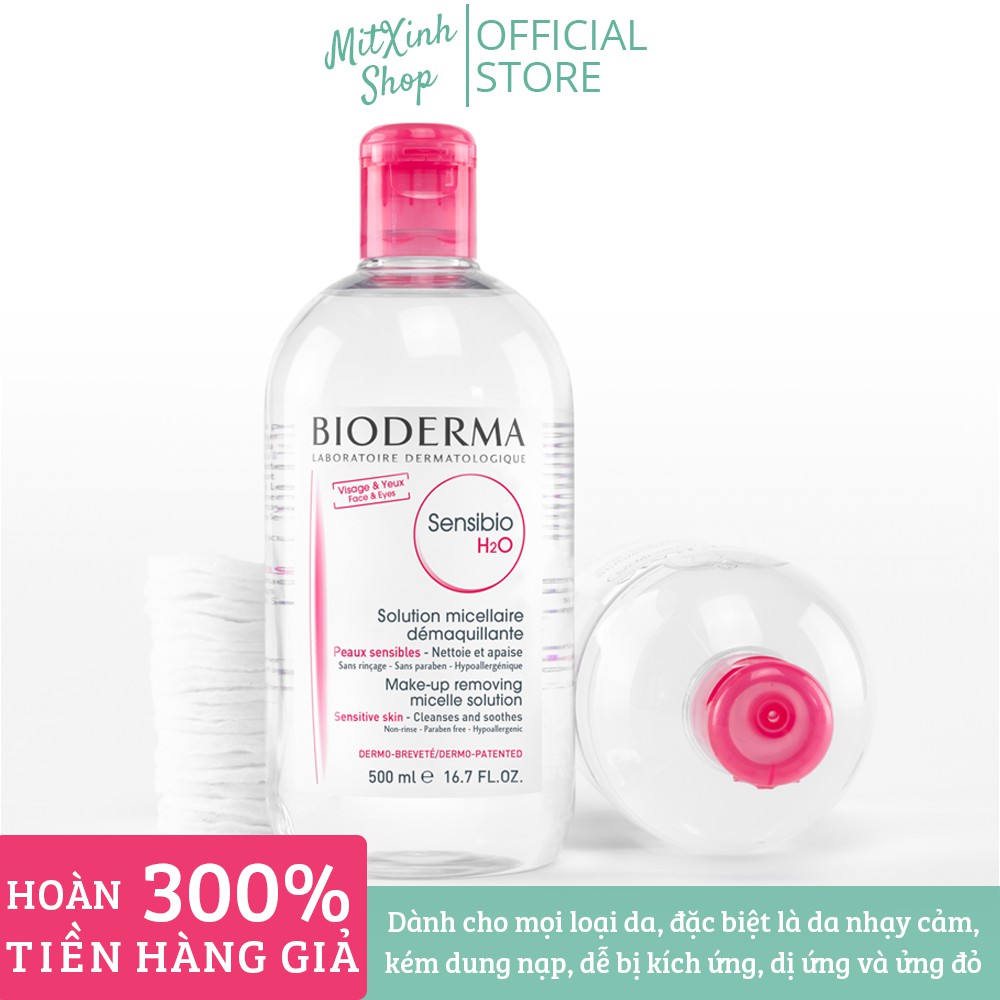 Dung dịch làm sạch và tẩy trang công nghệ Micellar Bioderma Sensibio H2O - Cam kết hàng chính hãng