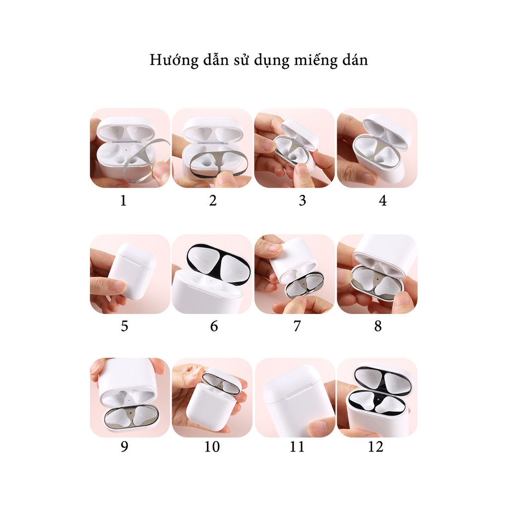 Skin Miếng Dán Kim Loại Bảo Vệ Hộp sạc Tai Nghe Bluetooth Airpods 1/2/3/PRO Tính Năng Chống Bụi Bẩn