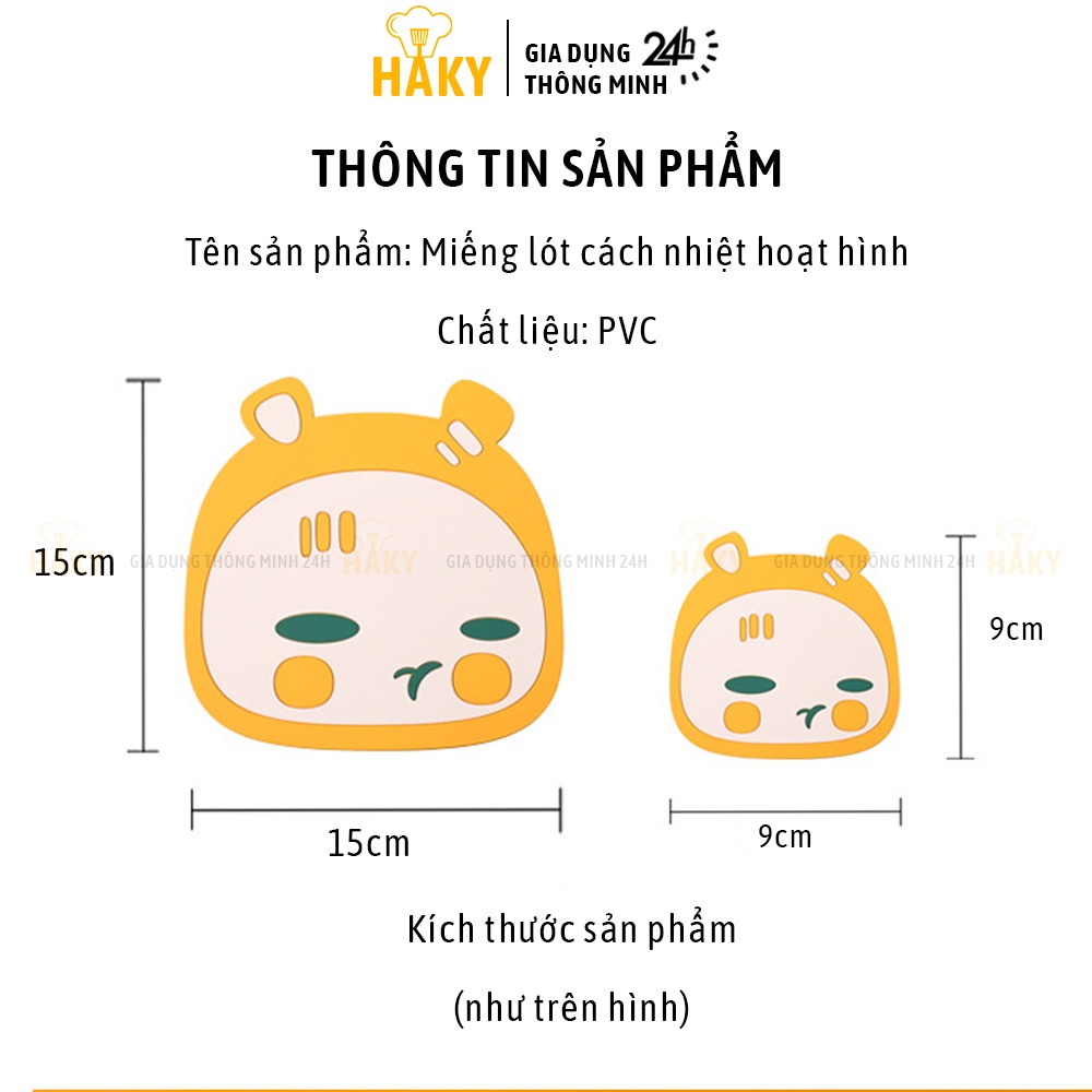 Miếng lót cốc, lót ly, lót nồi cách nhiệt, chống trượt, chống thấm nước, HAKY034, họa tiết hoạt hình 3D dễ thương