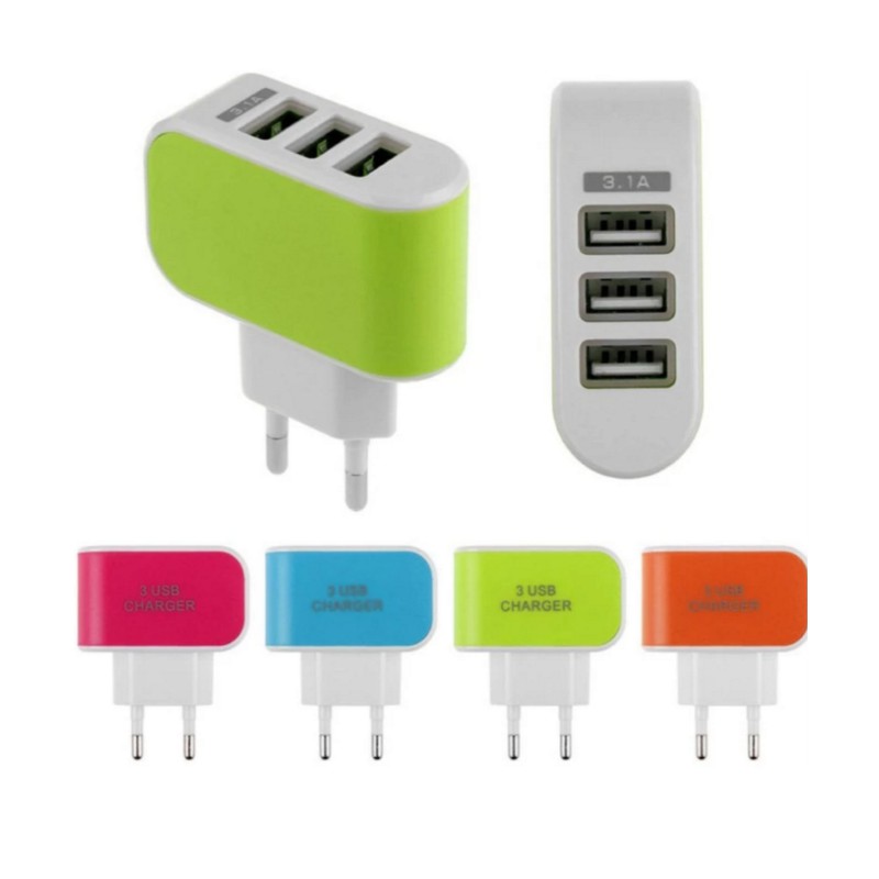 Bộ Cốc sạc điện thoại đa năng 3 cổng USB PKNK-999 + Cáp sạc tiện ích