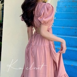 Đầm Babydoll tầng - đầm tay phồng thắt nơ lưng