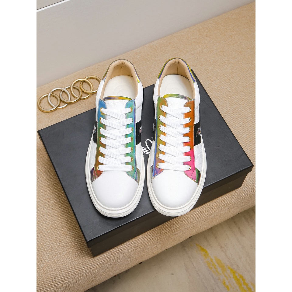 Giày sneakers nam da thật Armani trang trí viền đa sắc độc đáo mang đến sự nổi bật