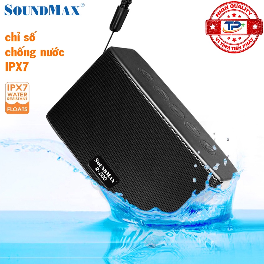 Loa bluetooth 5.0 SoundMax R-200 chống nước cấp độ 7 IPX7 Đọc thẻ nhớ Micro SD dùng cho PC, LATOP, ĐT, TV ...