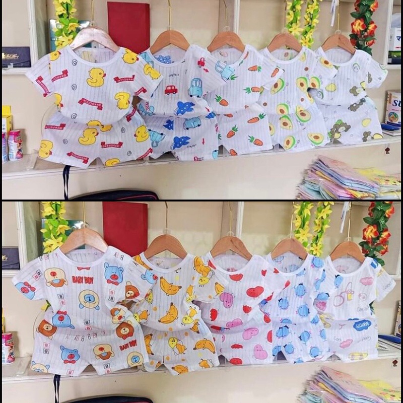 SET 5B Cotton Giấy Cho Bé Sơ Sinh - Quần Áo Cho Bé Trai Bé Gái Sơ Sinh - Từ 1-15 Tháng Tuổi