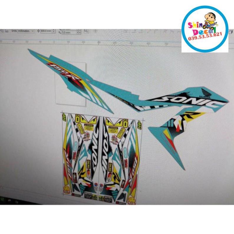 Tem xe sonic 150 R tặng logo