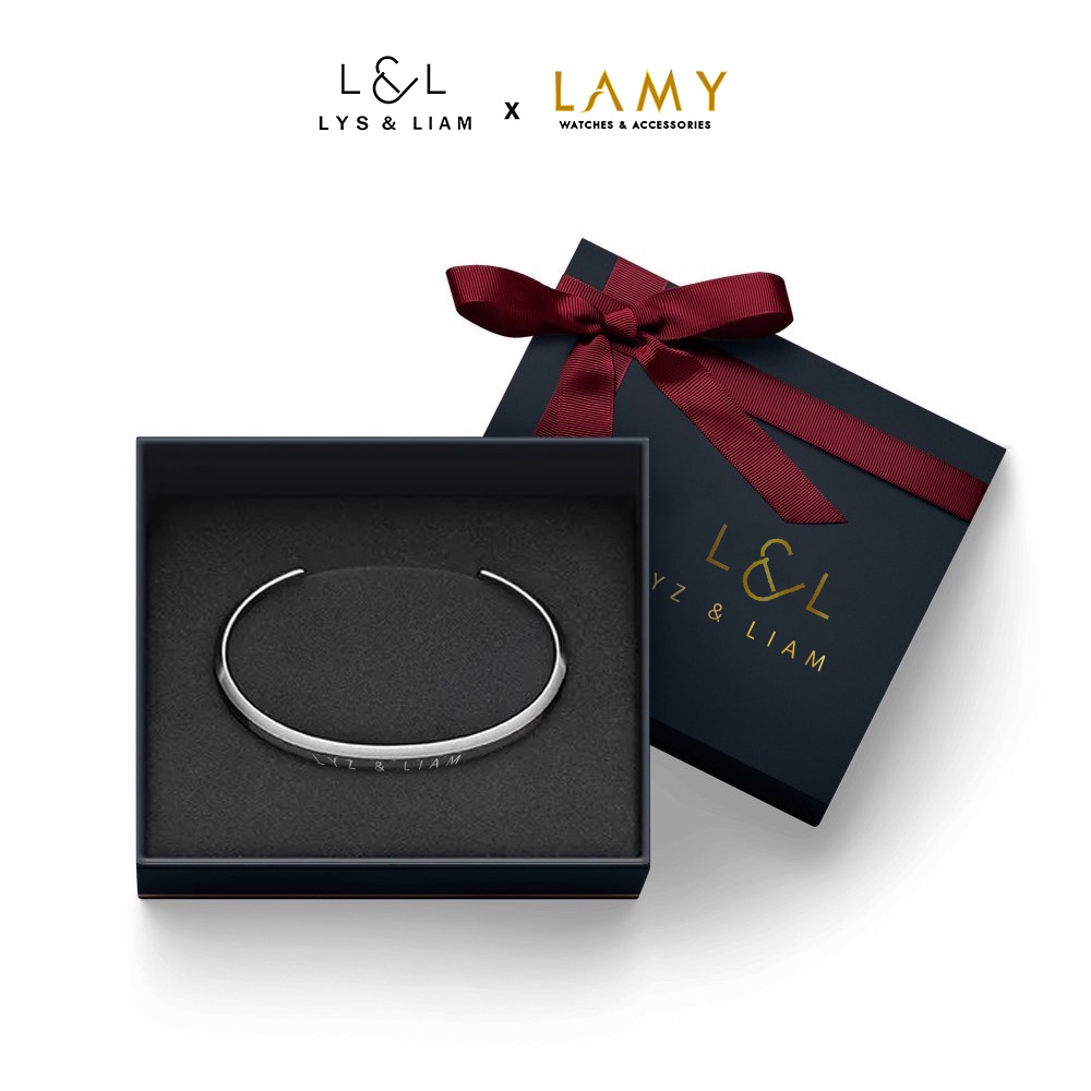 Vòng tay nam nữ Lyz and Liam Classic L&L Cuff Silver - Gift Box Hộp quà tặng nơ đỏ & khắc chữ theo yêu cầu | BigBuy360 - bigbuy360.vn