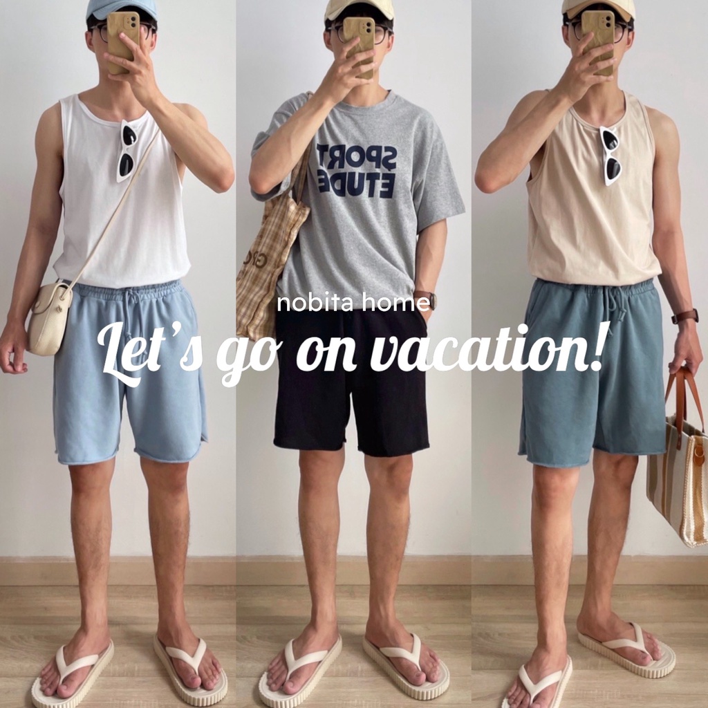 NOBITA HOME - QUẦN SHORTS NỈ THUN MÙA HÈ LƯNG CHUN BRUTON