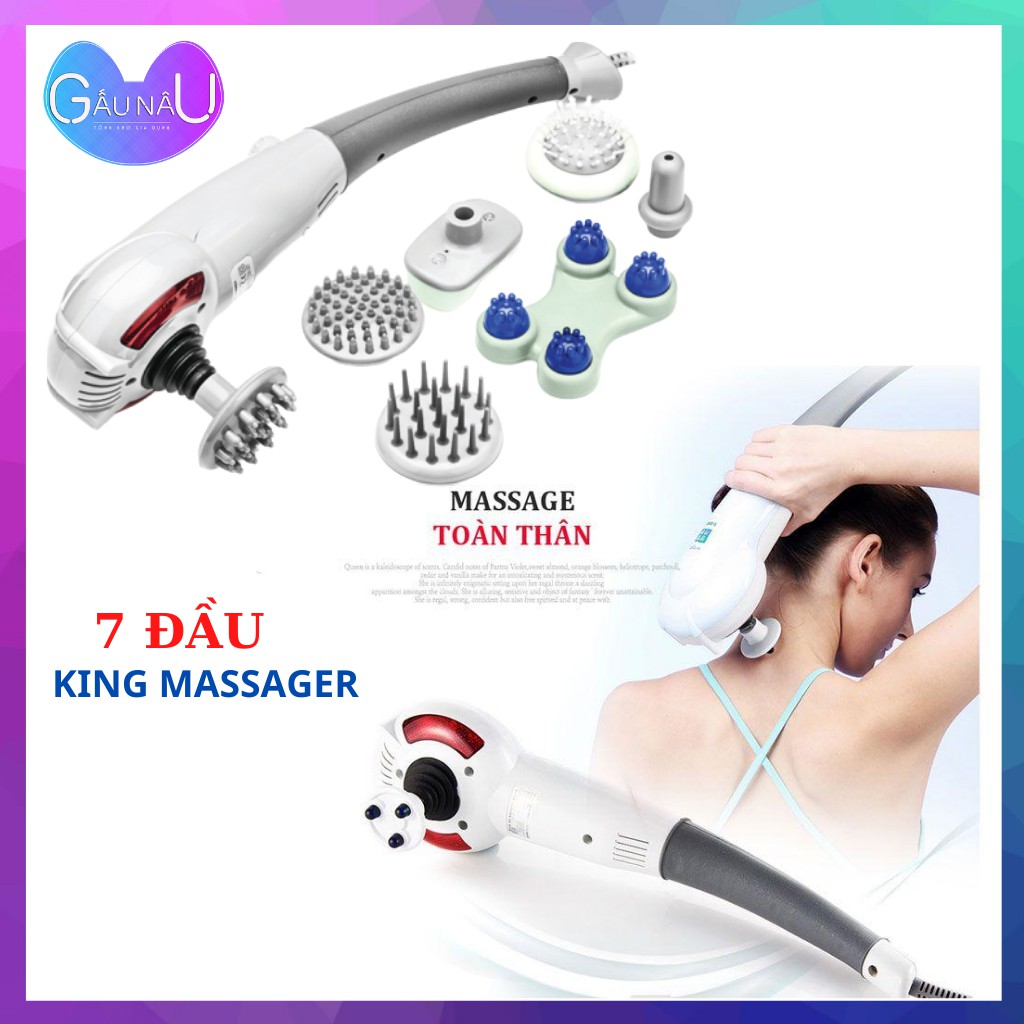 Máy Massage Cầm Tay 7 Đầu Nhật Bản Sakura Massager - Máy Massage Hồng Ngoại, Đấm Lưng, Xoa Bóp