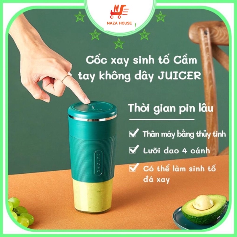 Máy xay sinh tố cầm tay mini, đa năng xay đá thịt JUICER Bh 12 Tháng, 3000mah [Loại 1]