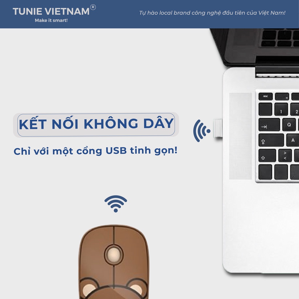 Chuột không dây hoạt hình không gây tiếng ồn kèm pad chuột cho laptop