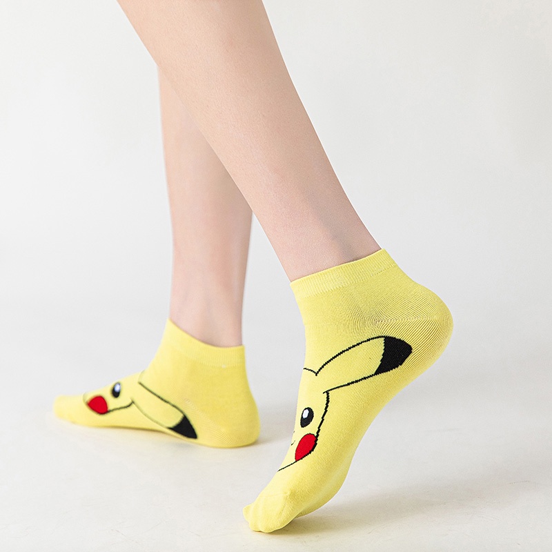 5 Pairs Lovely Anime Pokemon Pikachu Socks Pocket Monsters Cotton Cartoon Women Ankle Socks