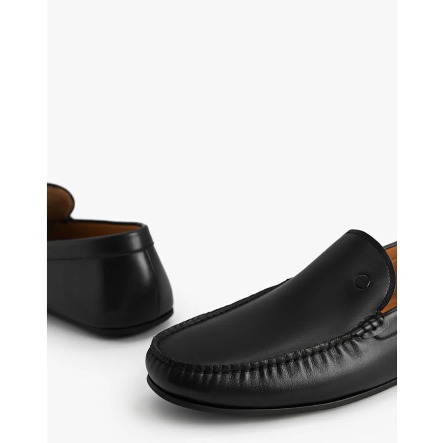 Giày công sở da bò PEDRO Casual Moccasins - Black cho nam, hàng siêu mềm - D2