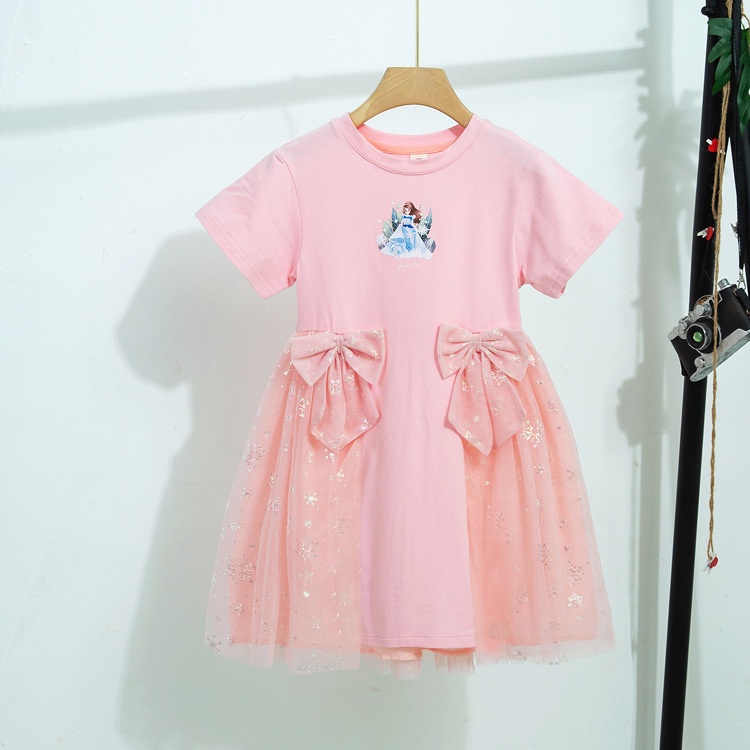 Đầm Thun Cotton Tay Ngắn Dáng Dài In Hình Công Chúa Băng Giá Elsa Phong Cách Hàn Quốc Hàng Mới Dành Cho Bé Gái 2022