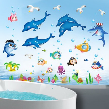 Decal dán tường  Combo 2 decal dán tường cá heo
