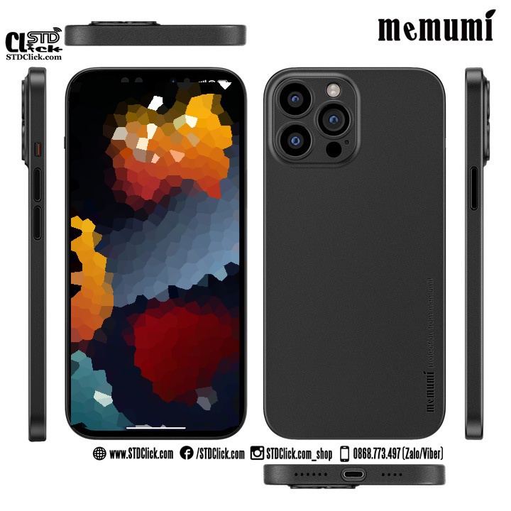 ỐP LƯNG IPHONE 13 PRO MEMUMI MỎNG LỤA CHÍNH HÃNG