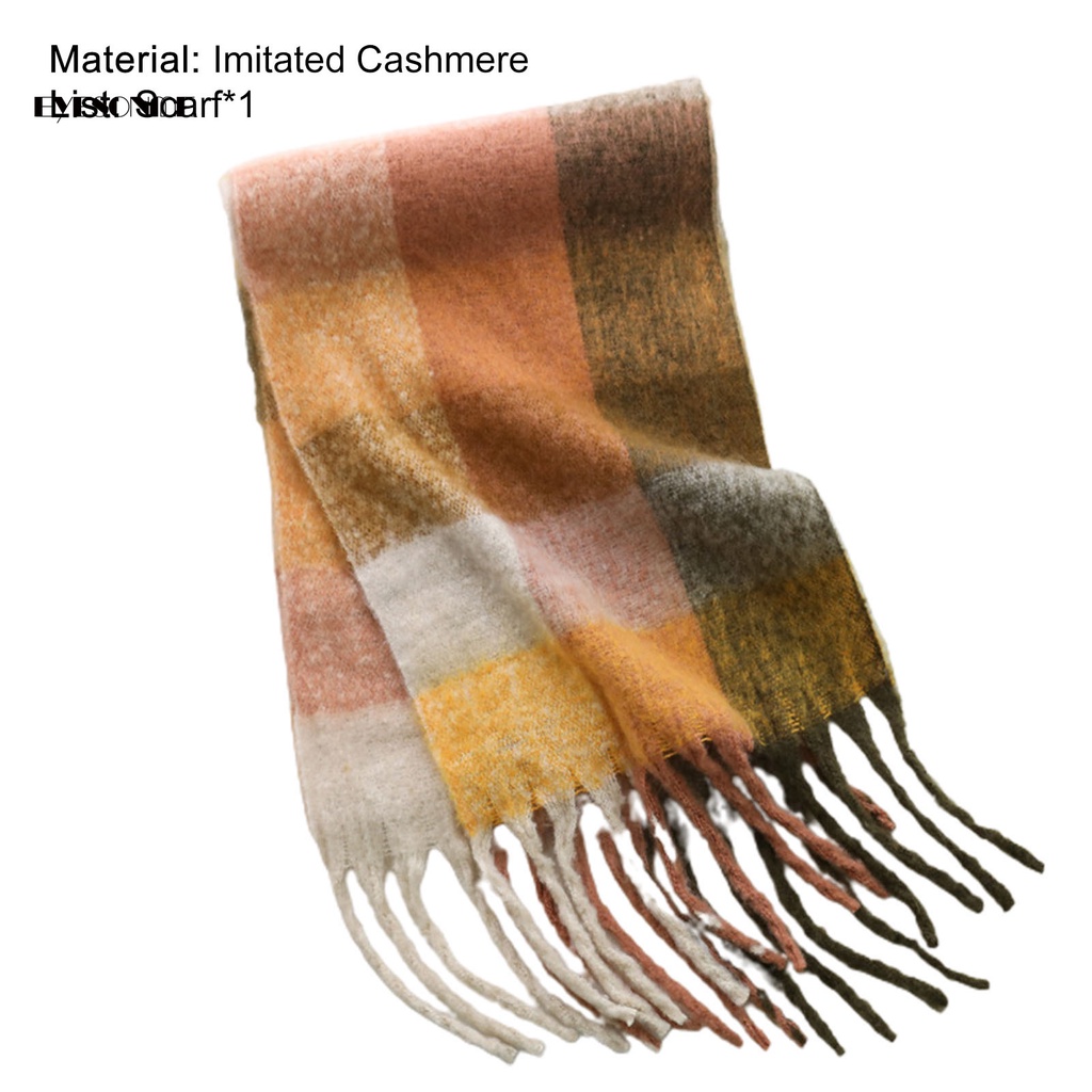 Khăn choàng cổ Pashmina dày dặn kẻ sọc caro thời trang mùa đông cho nữ