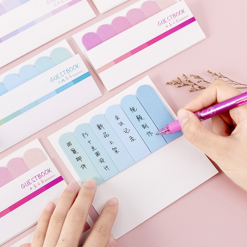 Bộ giấy dán đánh dấu sách màu cầu vồng Gradient dành cho học sinh/văn phòng