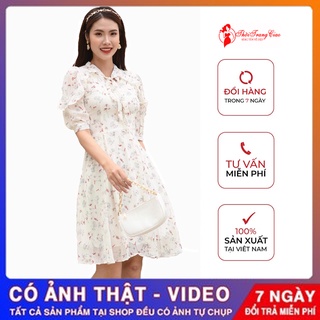 Váy hoa nhí dáng dài, đầm hoa nhí vintage hàn quốc, váy trắng đẹp - Thời Trang Ciao