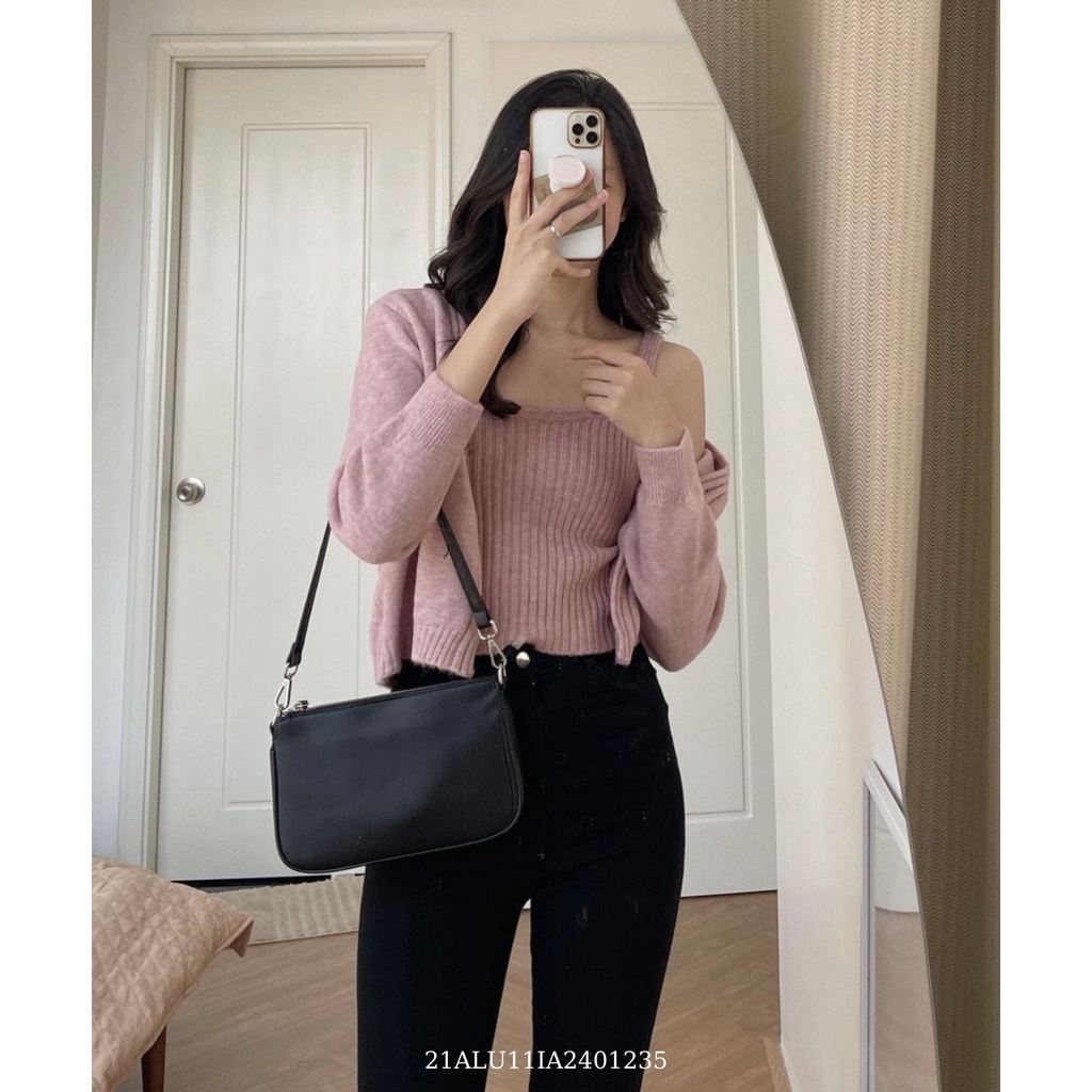 Set áo khoác len cardigan 1 nút viền gân + áo 2 dây len gân thời trang nữ ulzzang Hàn Quốc Fmstyle Saigon 21ALU11IA2401 | BigBuy360 - bigbuy360.vn