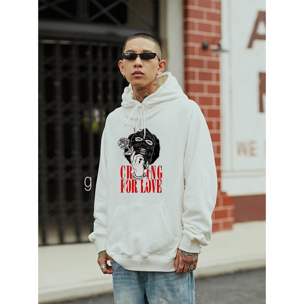 Áo hoodie Crying for love oversize Unisex phong cách Hàn Quốc