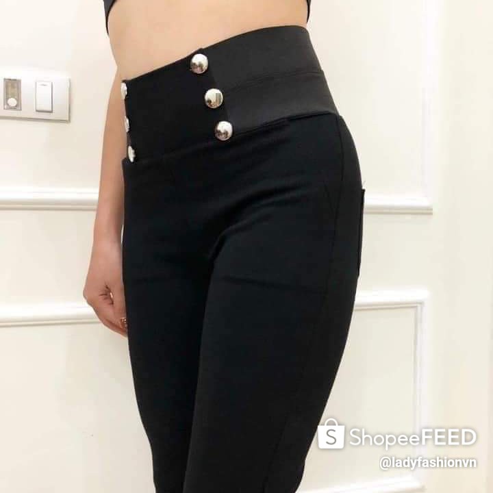 Quần Tregging Nữ  6 Cúc🍀FRRESHIP🍀 Quần Tregging Nữ Lưng Chun Cao Chất Vải Dày Dặn Mặc Tôn Dáng | BigBuy360 - bigbuy360.vn