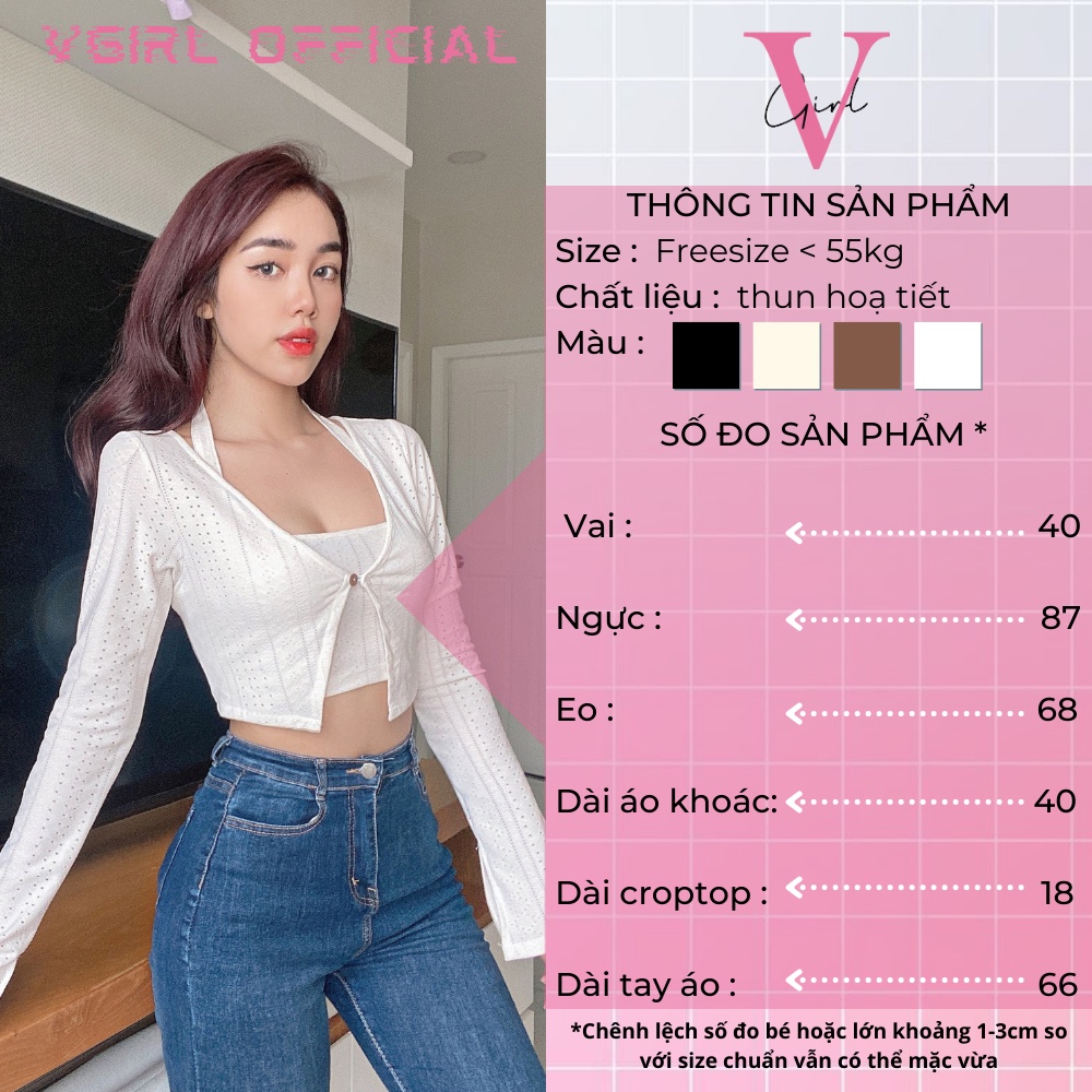 Set áo khoác nữ VGIRL tay dài ống loe kèm áo quây ngang mặc được 2 kiểu [ẢNH ĐỘC QUYỀN]