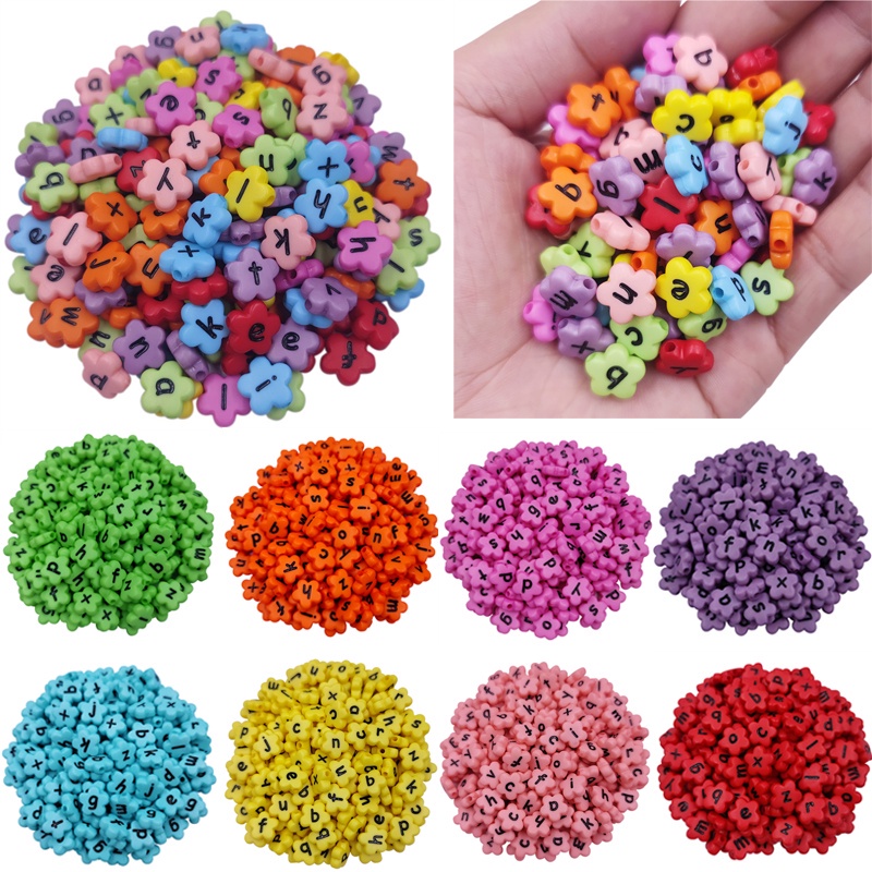 20 Hạt xỏ lỗ hình chữ cái nhiều màu sắc dùng làm vòng tay/ vòng cổ 12mm