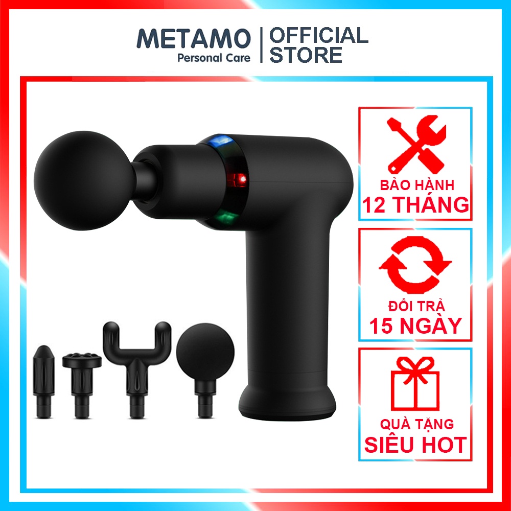 Máy massage cầm tay mini đấm lưng mát xa trị liệu METAMO mátxa cổ vai gáy 4 đầu 6 chế độ