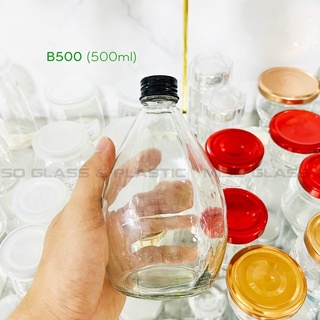 BỘ 6 CHAI THỦY TINH TRÒN BẦU GIỌT NƯỚC 500ML CAO CẤP ĐỰNG SỮA HẠT, NƯỚC ÉP