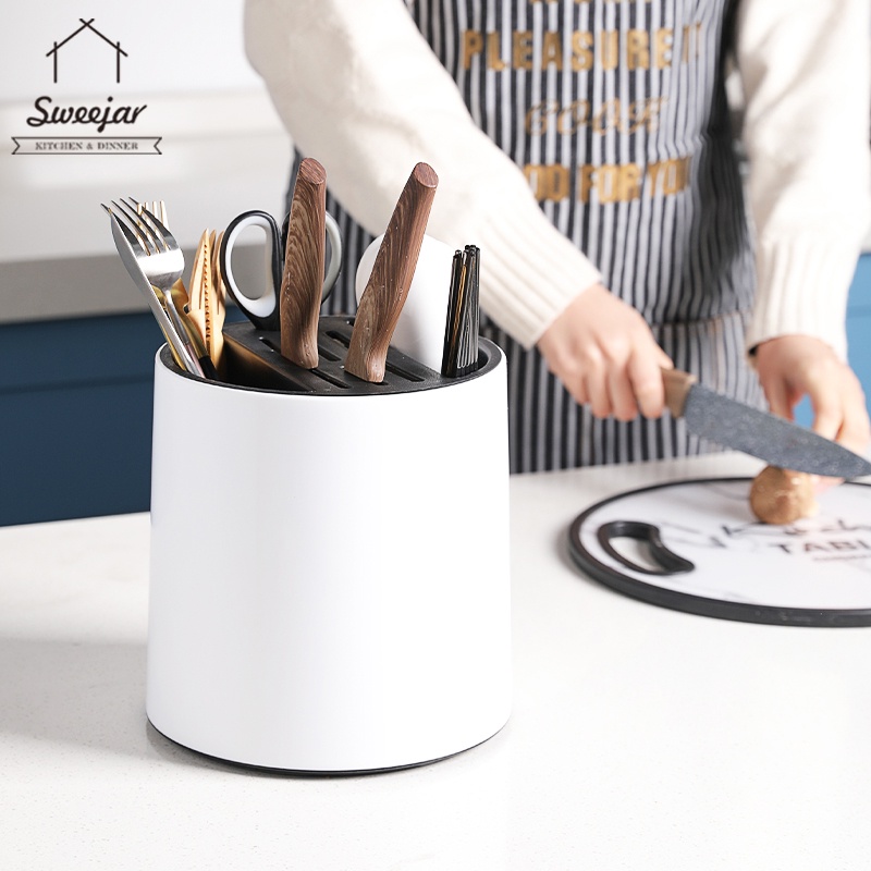 SWEEJAR Giá Đỡ Dao Bằng PP Có Thể Xoay Và Làm Ráo Nước Đa Năng