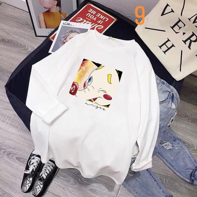 [1-9] ÁO THUN TRẮNG DÀI TAY HÌNH | BigBuy360 - bigbuy360.vn