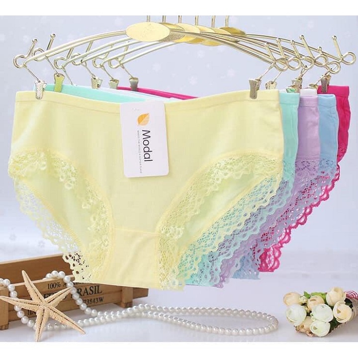 HỘP 5 Quần lót nữ Cotton cao cấp xuất nhật viền ren sexy nâng mông kháng khuẩn khử mùi LOTNU15